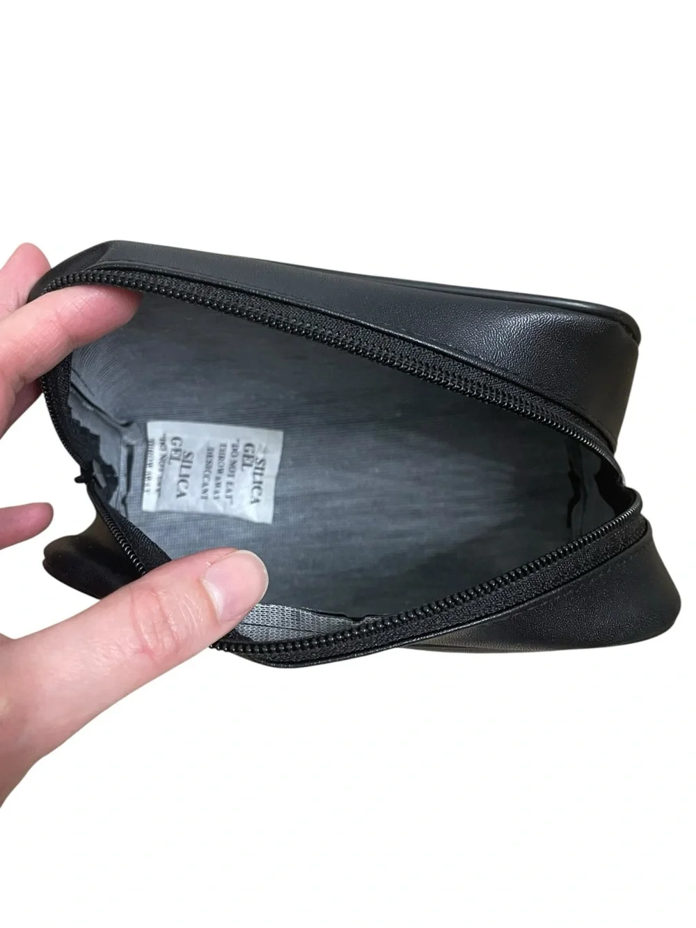 Black Faux Leather Travel Makeup Bag Cosmetic Case